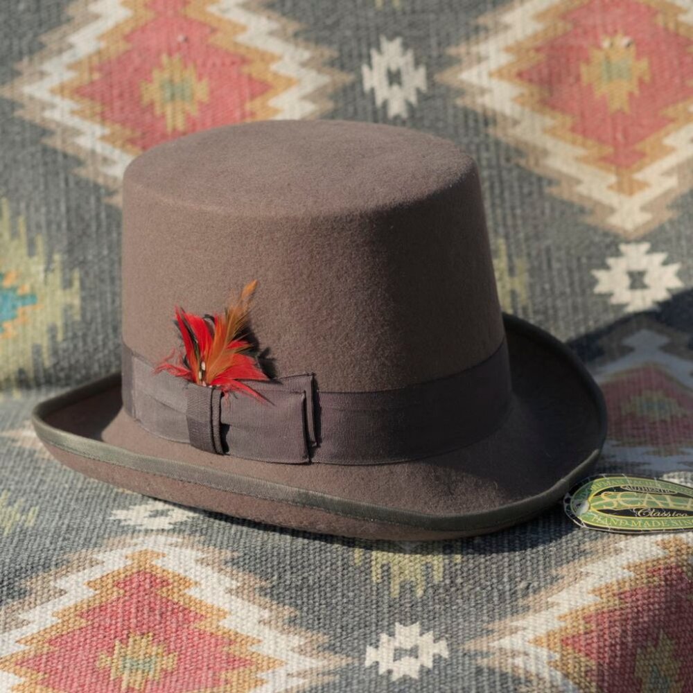 NWT Small 100% Wool SCALA Feathered Top Hat | Vintage Classico Topper Mens Hat - Picture 2 of 5